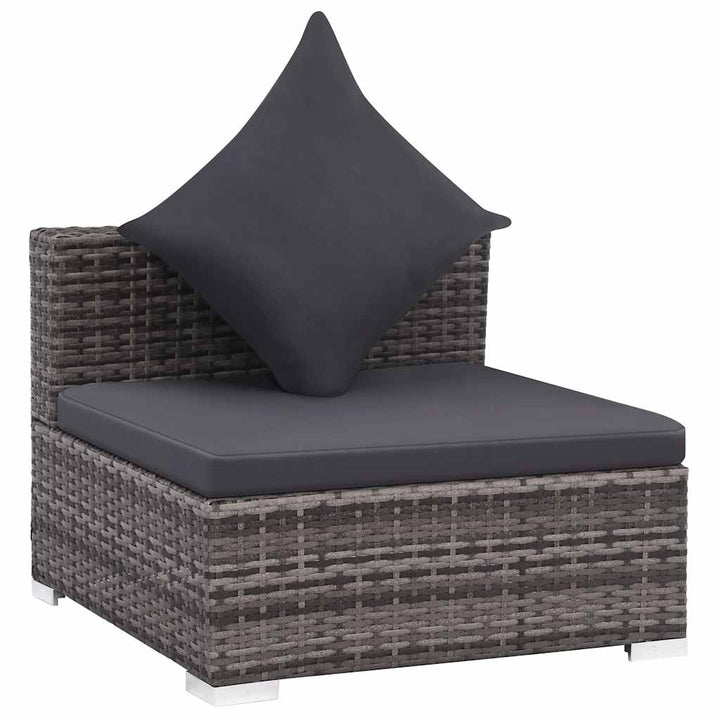 haveloungesæt 7 dele med hynder polyrattan grå