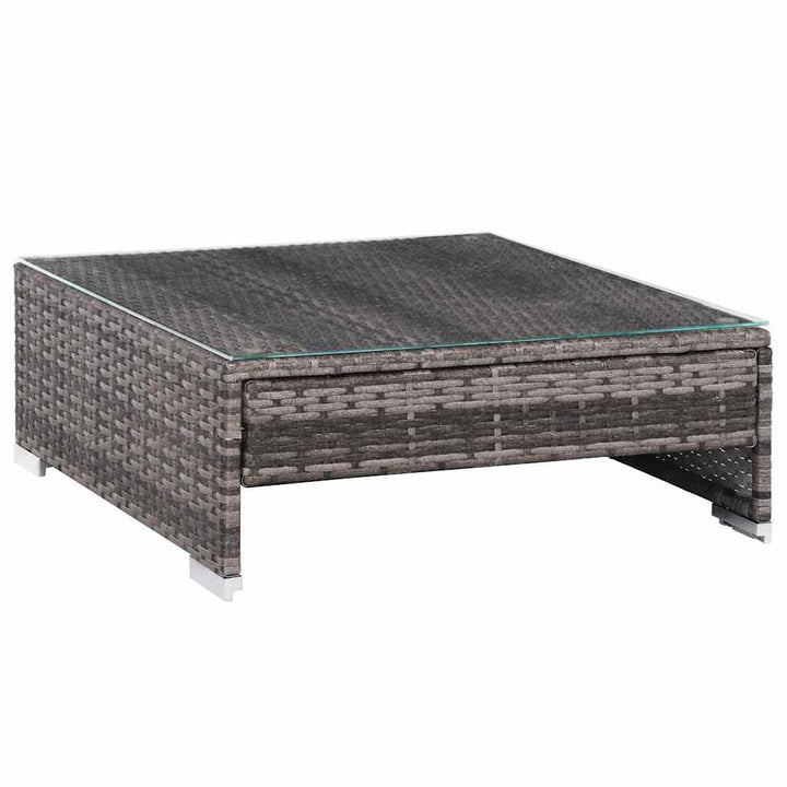 haveloungesæt 7 dele med hynder polyrattan grå