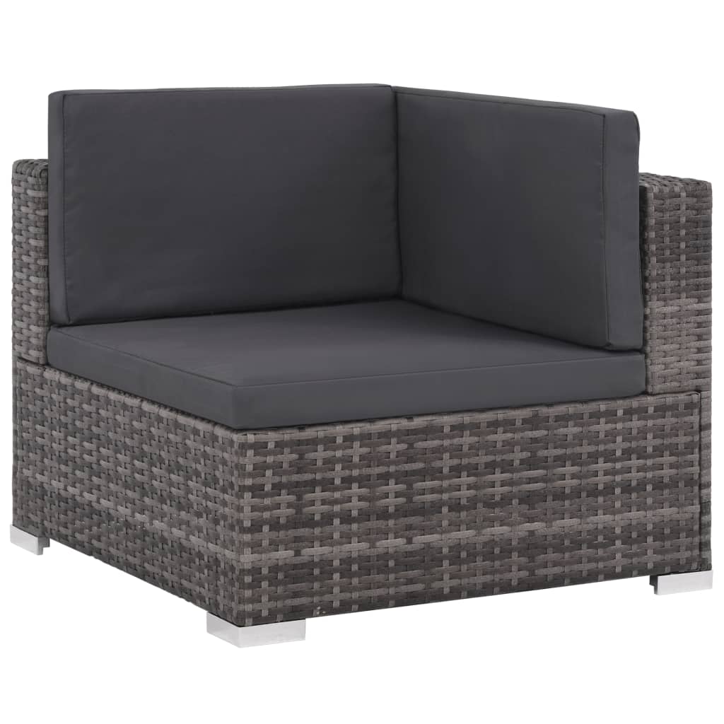 loungesæt til haven 8 dele med hynder polyrattan grå