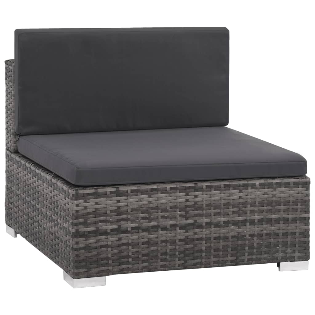 loungesæt til haven 8 dele med hynder polyrattan grå