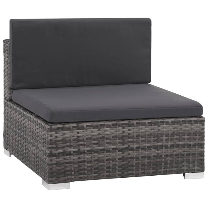 loungesæt til haven 8 dele med hynder polyrattan grå