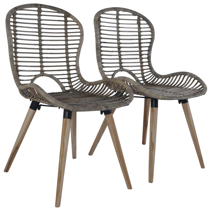 spisebordsstole 2 stk. naturligt rattan brun