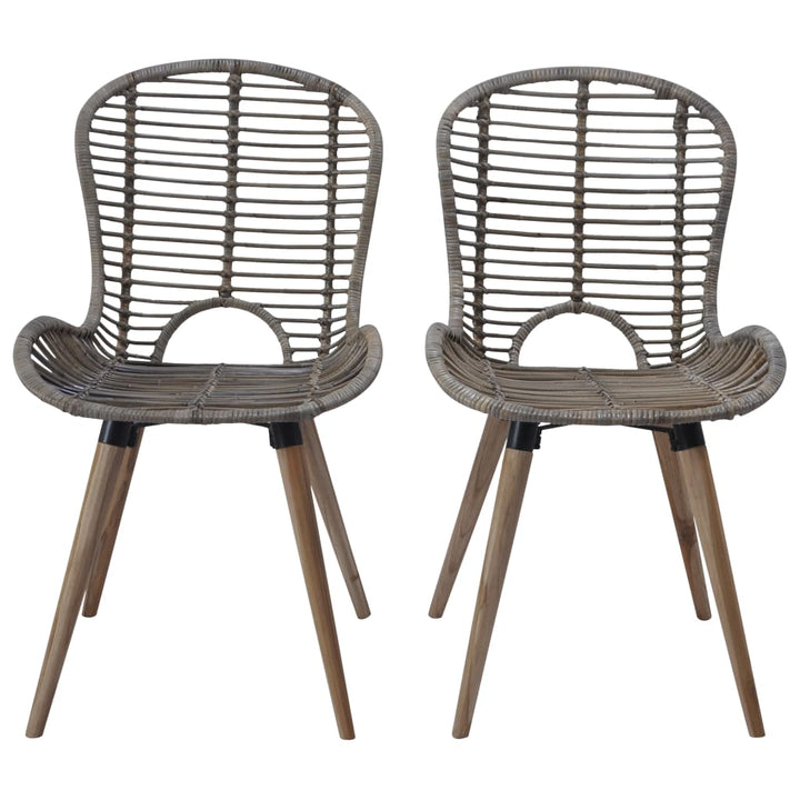 spisebordsstole 2 stk. naturligt rattan brun