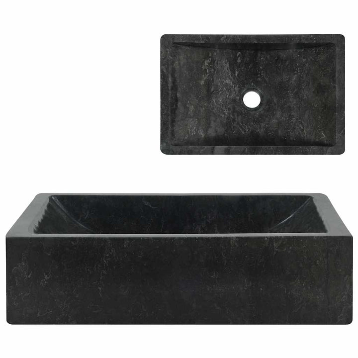 håndvask 45x30x12 cm marmor sort højglans