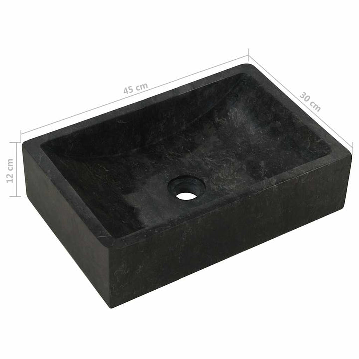 håndvask 45x30x12 cm marmor sort højglans