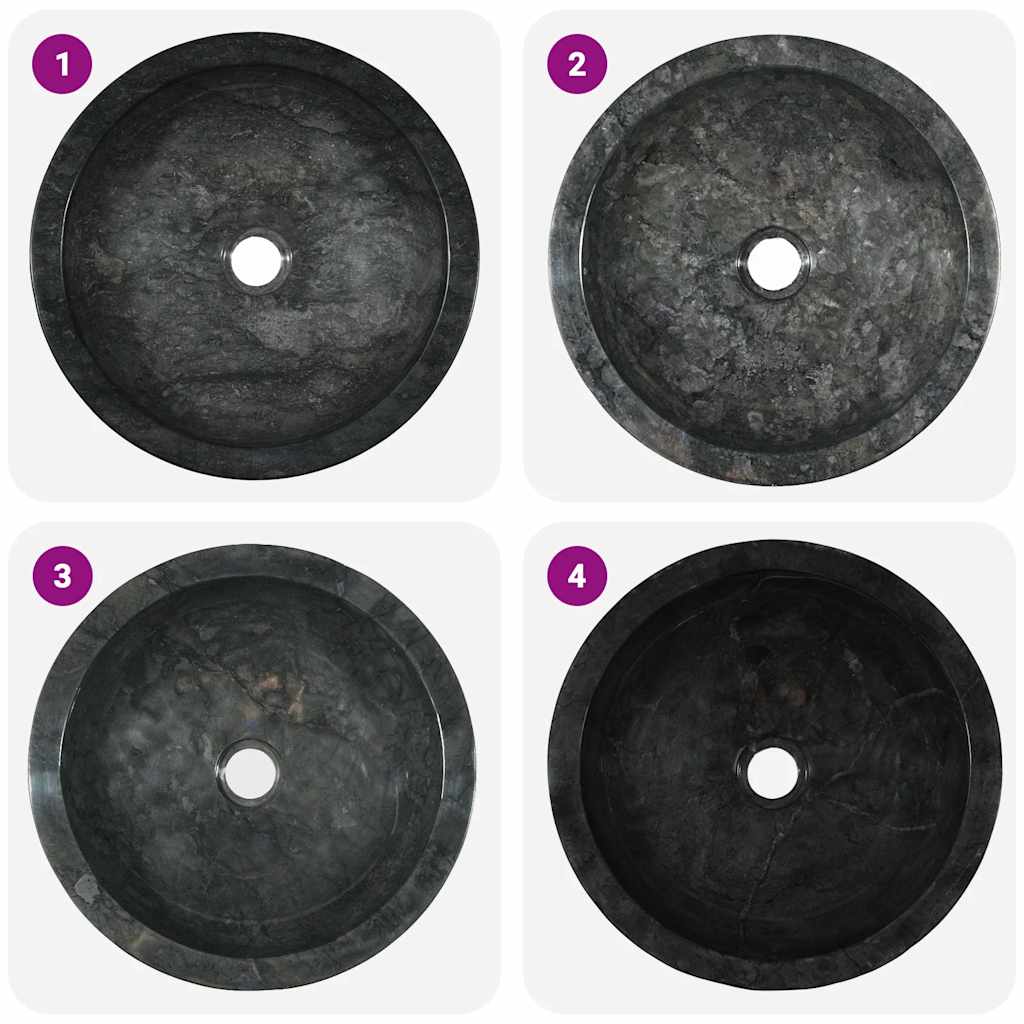 håndvask 40 x 12 cm marmor sort