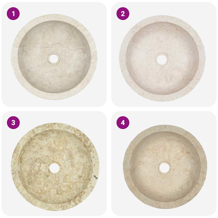 håndvask 40 x 12 cm marmor cremefarvet