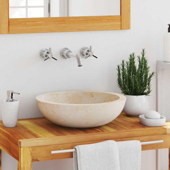 håndvask 40 x 12 cm marmor cremefarvet