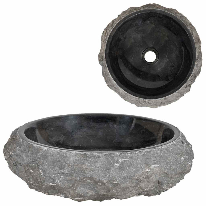 håndvask 40 x 12 cm marmor sort
