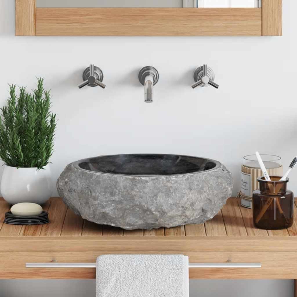 håndvask 40 x 12 cm marmor sort