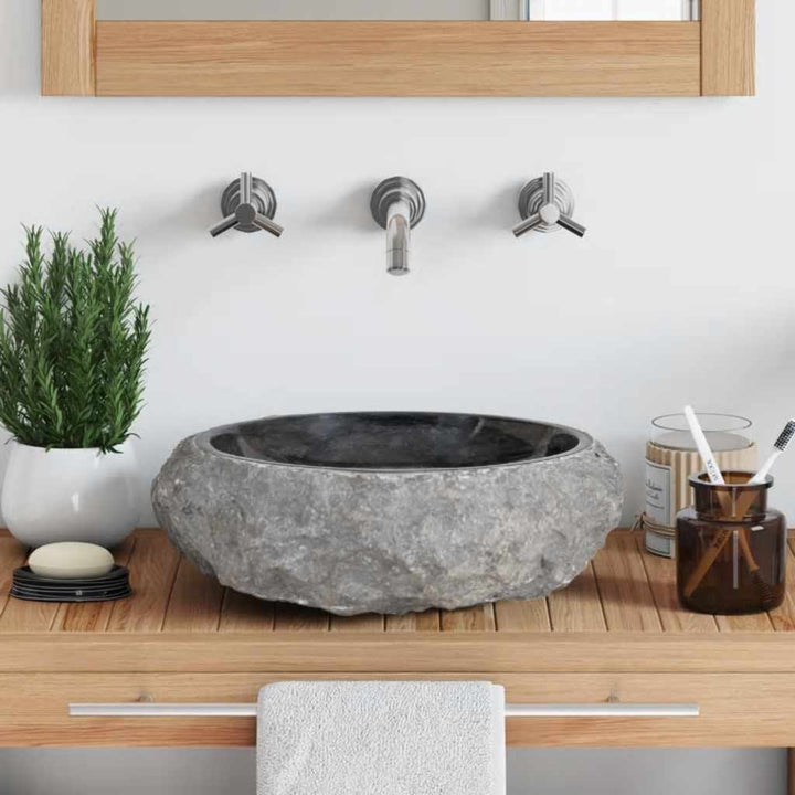 håndvask 40 x 12 cm marmor sort