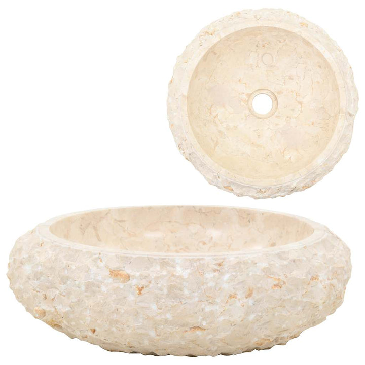 håndvask 40x12 cm marmor cremefarvet