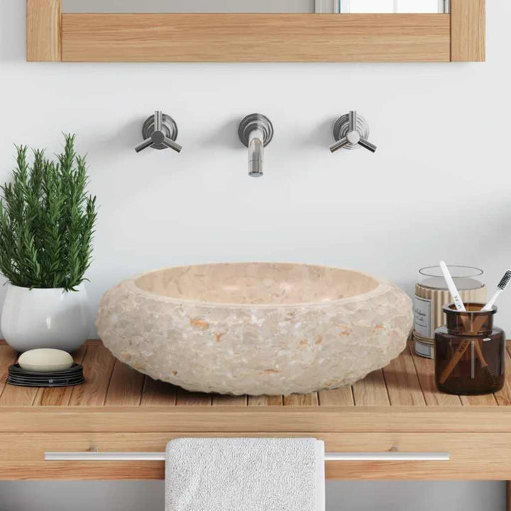 håndvask 40x12 cm marmor cremefarvet