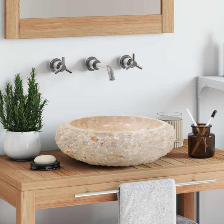 håndvask 40x12 cm marmor cremefarvet