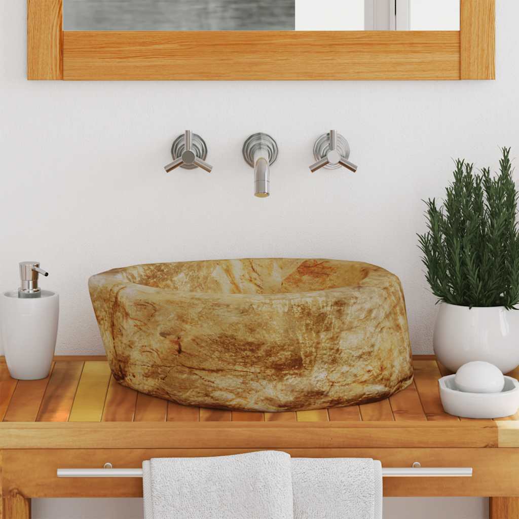 håndvask 45 x 35 x 15 cm fossilsten cremefarvet