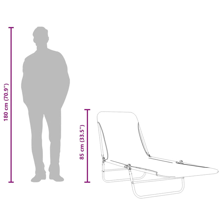 foldbare liggestole 2 stk. stål og stof grå
