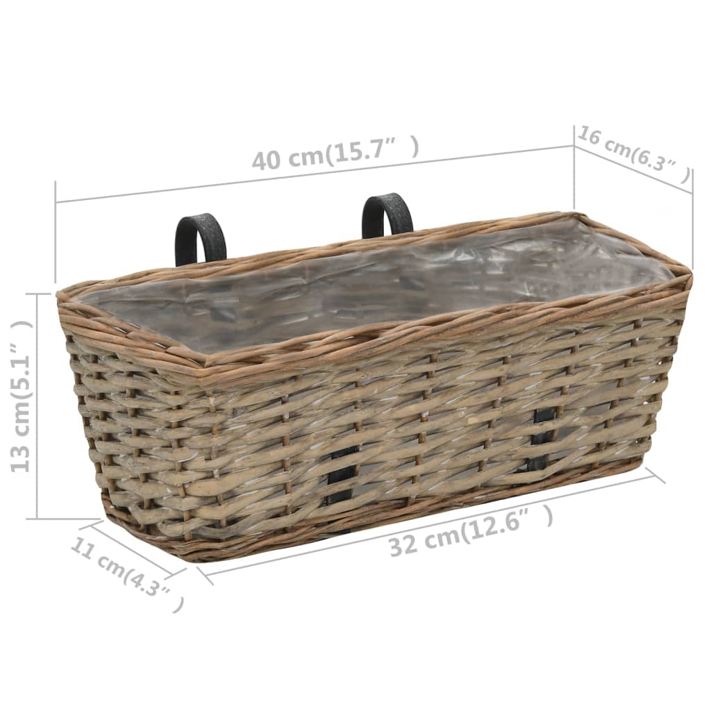 plantekasse til balkonen 2 stk. kurveflet med PE-foring 40 cm