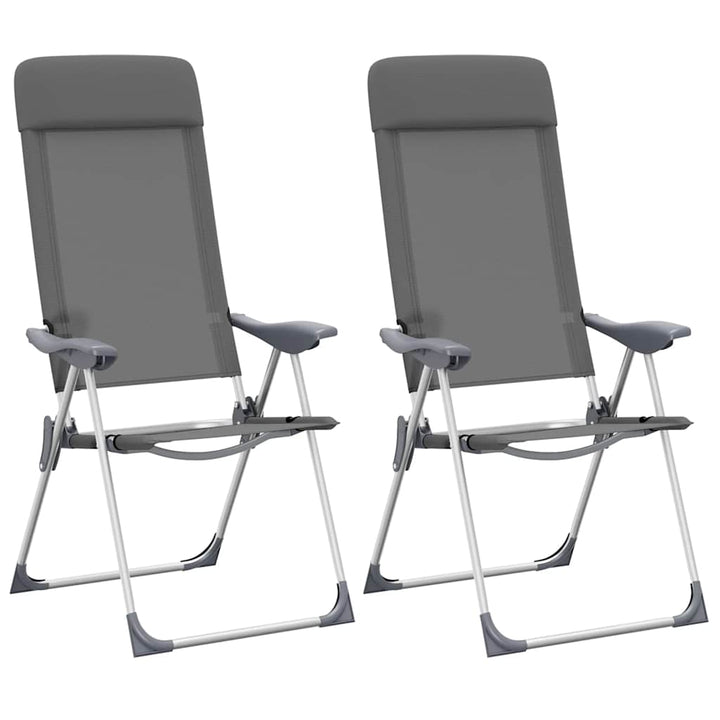 foldbare campingstole 2 stk. aluminium grå