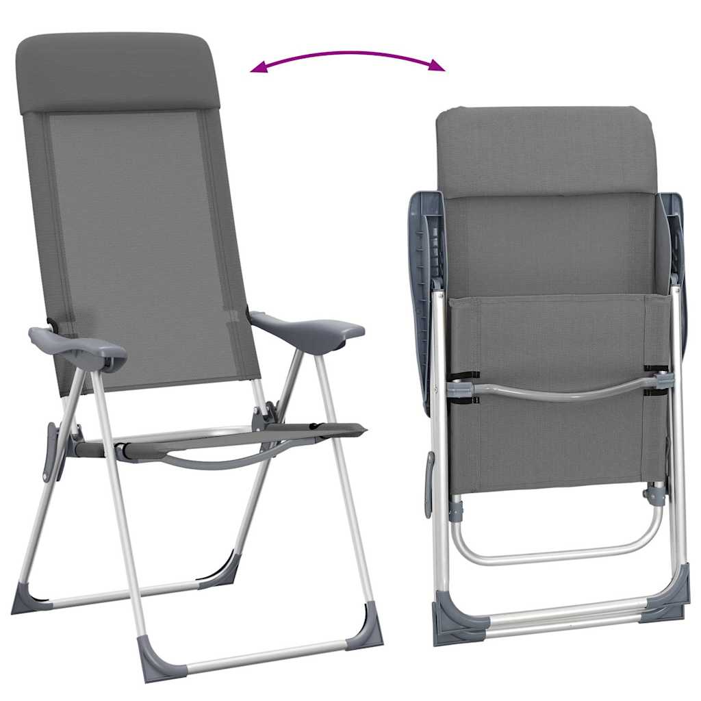 foldbare campingstole 2 stk. aluminium grå