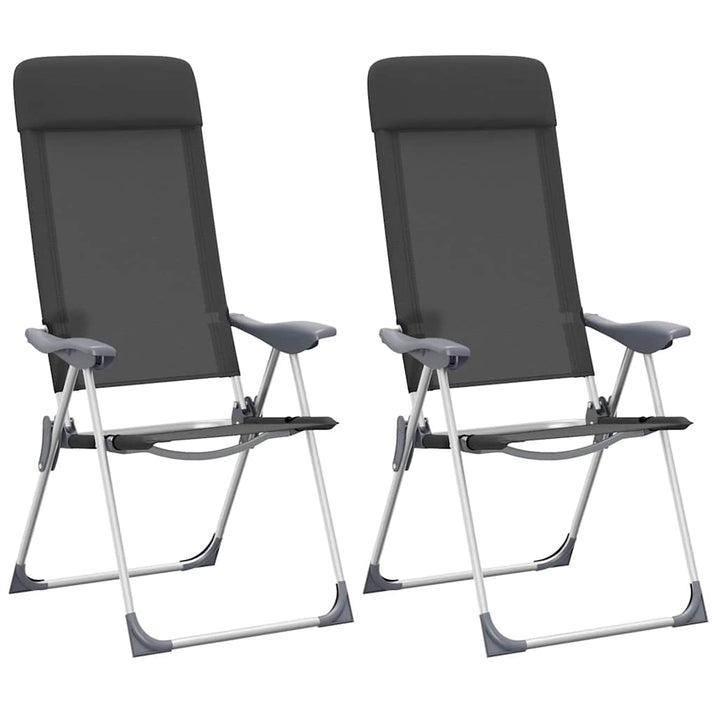 foldbare campingstole 2 stk. aluminium sort