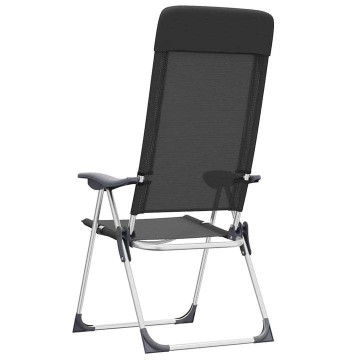 foldbare campingstole 2 stk. aluminium sort