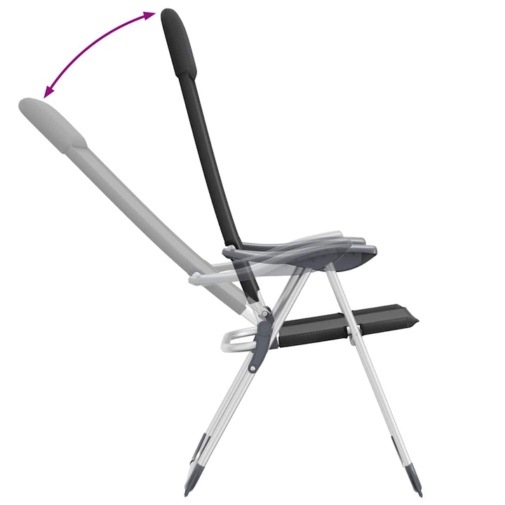 foldbare campingstole 2 stk. aluminium sort