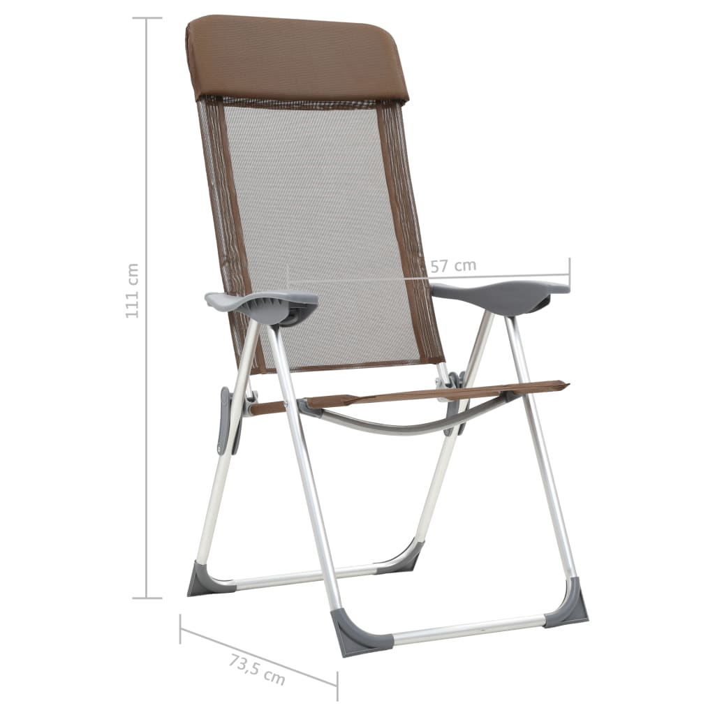 foldbare campingstole 2 stk. aluminium brun