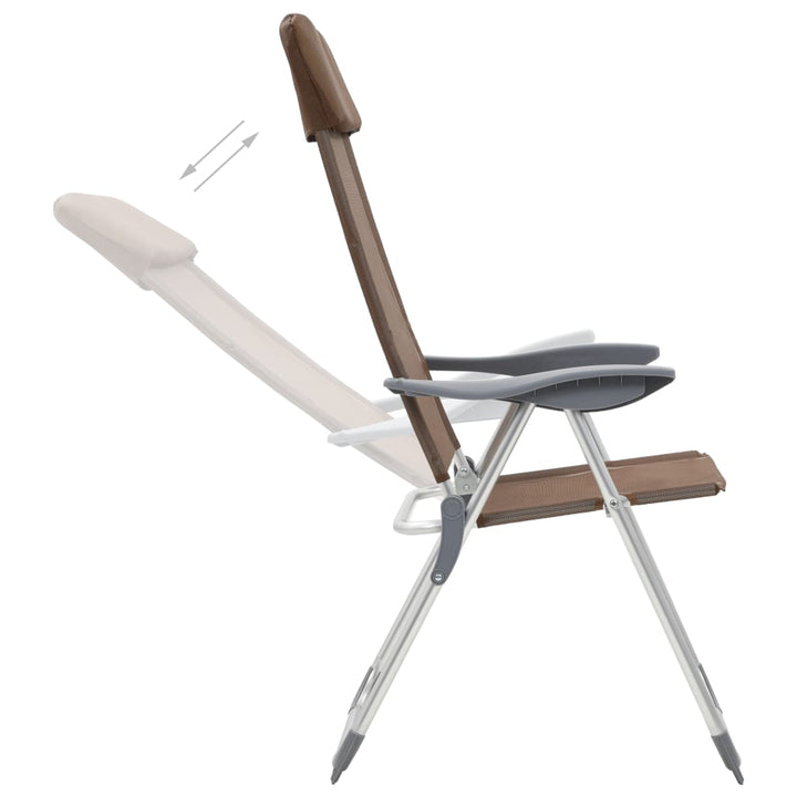 foldbare campingstole 4 stk. aluminium brun