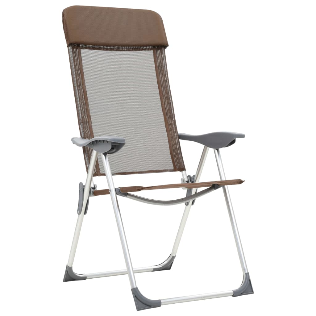 foldbare campingstole 4 stk. aluminium brun