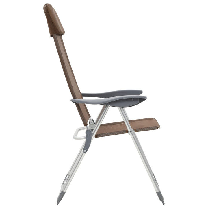 foldbare campingstole 4 stk. aluminium brun