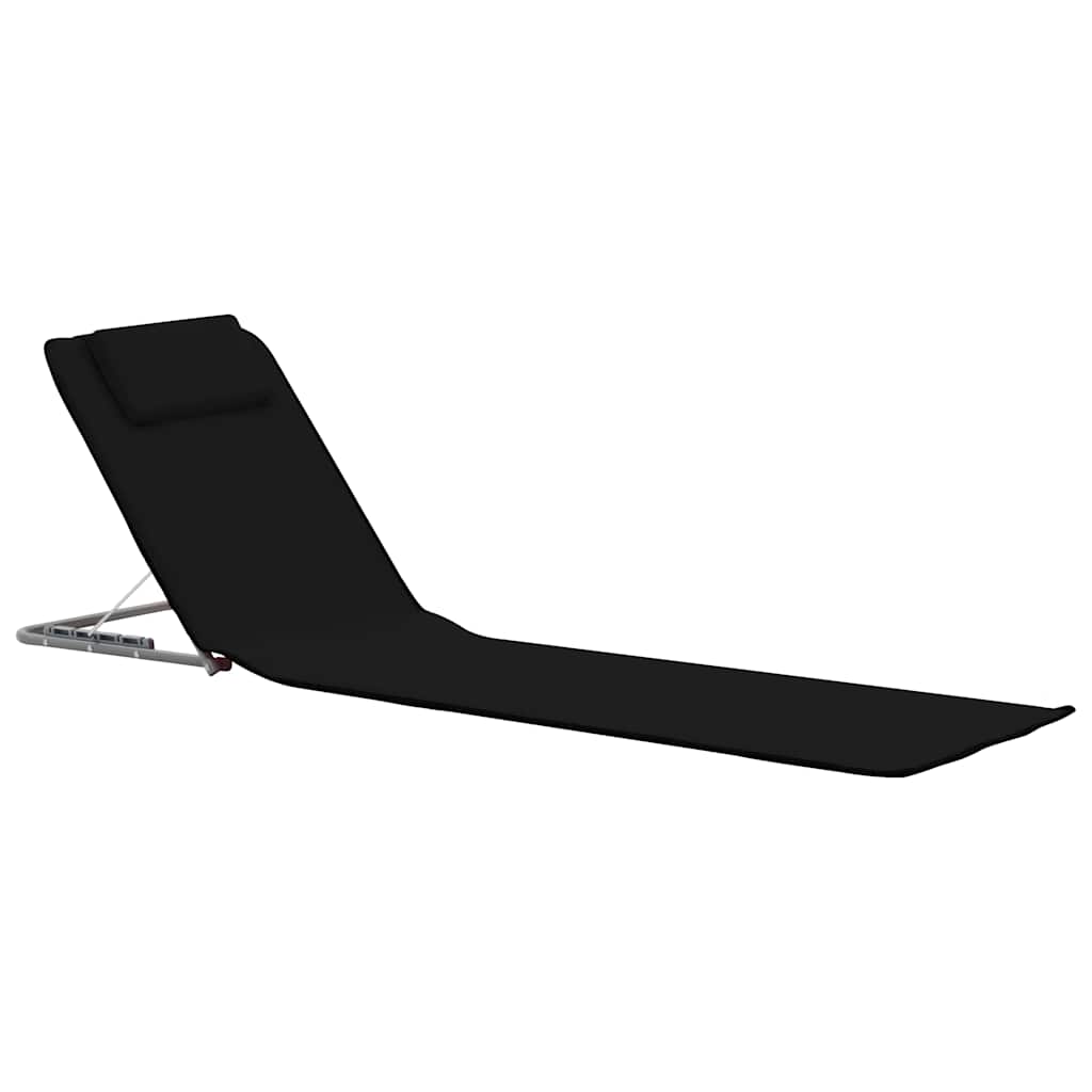foldbare strandmåtter 2 stk. stål og stof sort