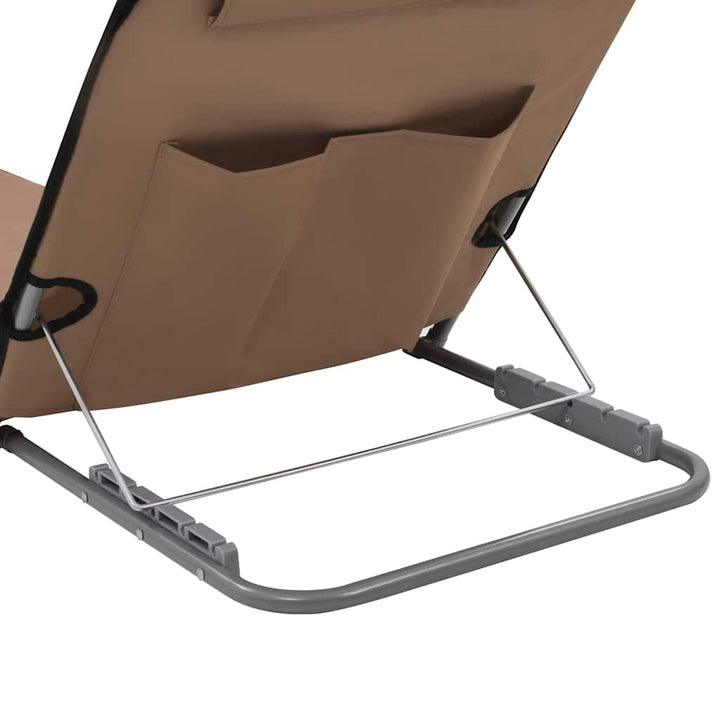 foldbare strandmåtter 2 stk. stål og stof brun