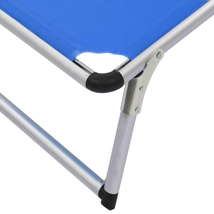 foldbar liggestol med tag aluminium og textilene blå