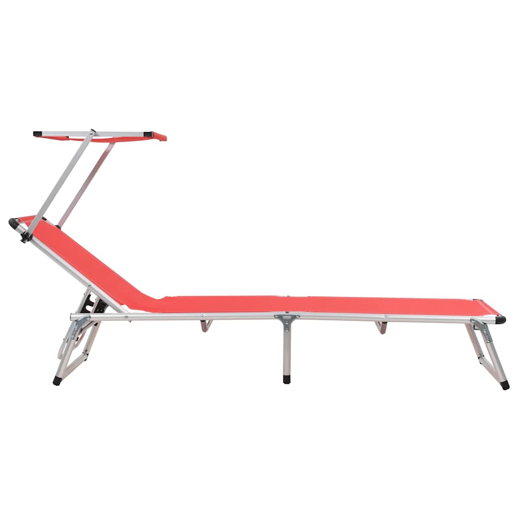 foldbar liggestol med tag aluminium og textilene rød