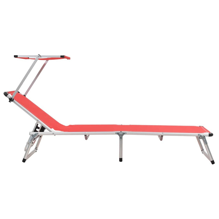 foldbar liggestol med tag aluminium og textilene rød