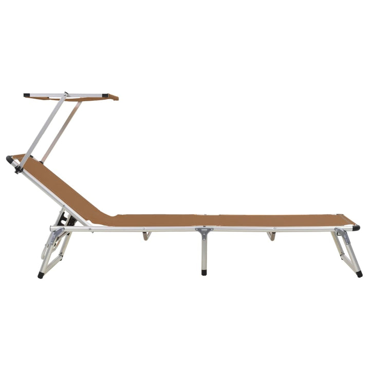 foldbar liggestol med tag aluminium og textilene brun
