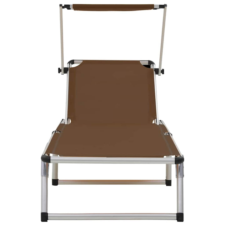foldbar liggestol med tag aluminium og textilene brun
