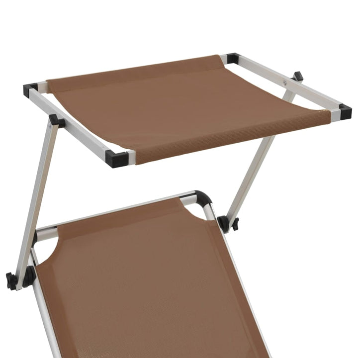 foldbar liggestol med tag aluminium og textilene brun