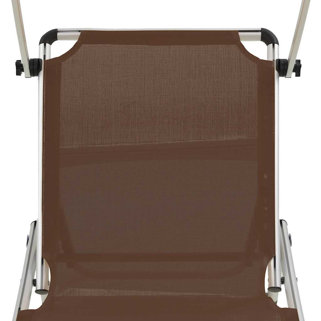 foldbar liggestol med tag aluminium og textilene brun