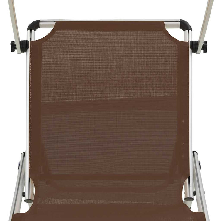 foldbar liggestol med tag aluminium og textilene brun