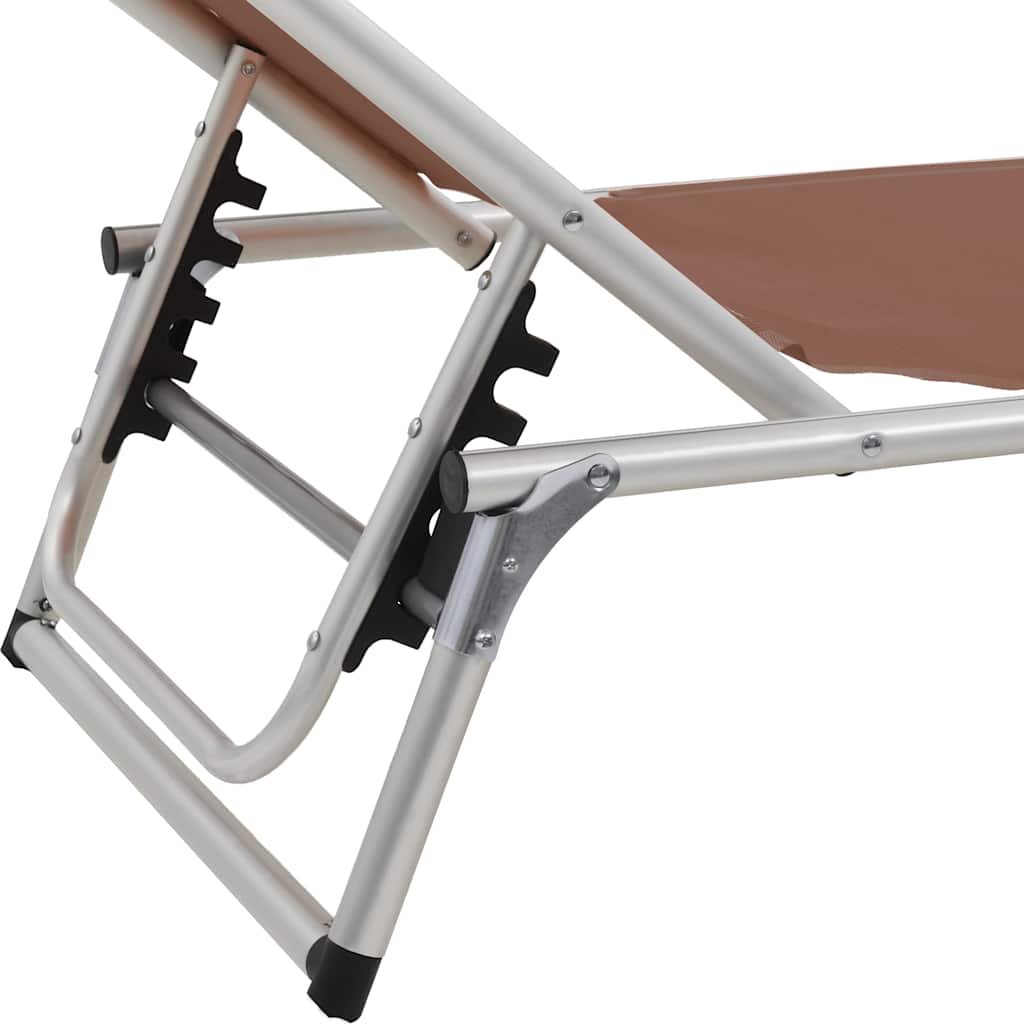 foldbar liggestol med tag aluminium og textilene brun