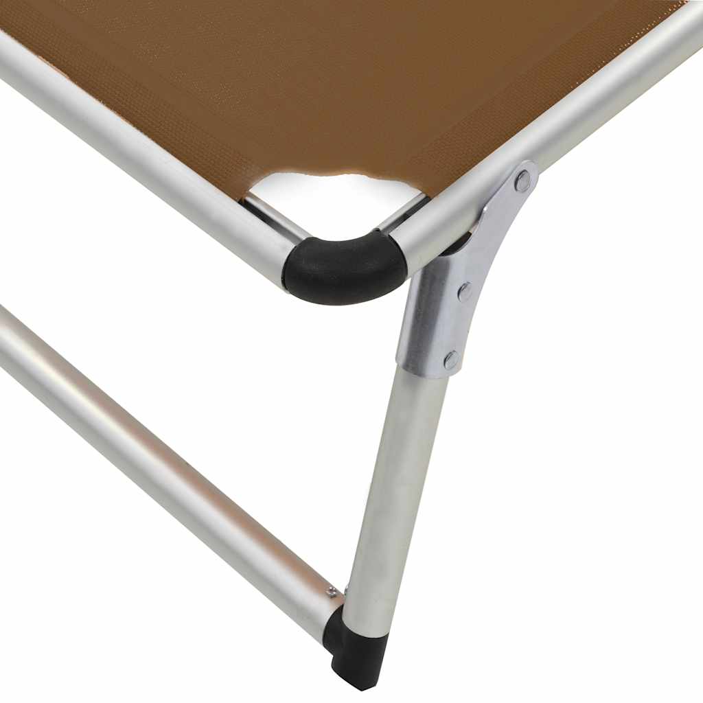 foldbar liggestol med tag aluminium og textilene brun