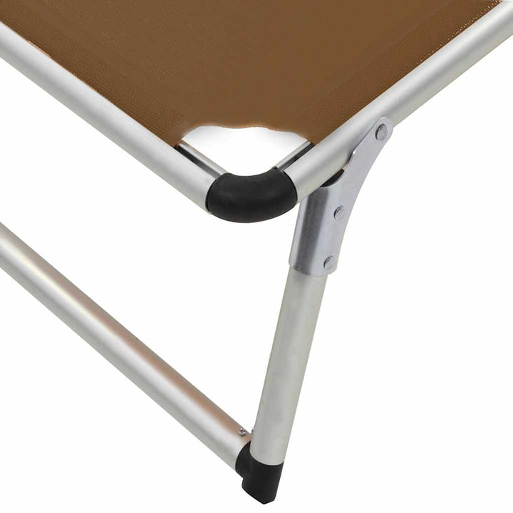 foldbar liggestol med tag aluminium og textilene brun
