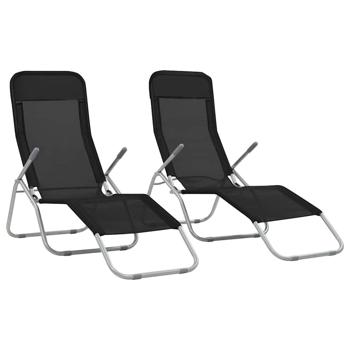 foldbare liggestole 2 stk. textilene sort