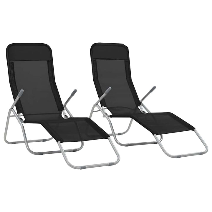 foldbare liggestole 2 stk. textilene sort