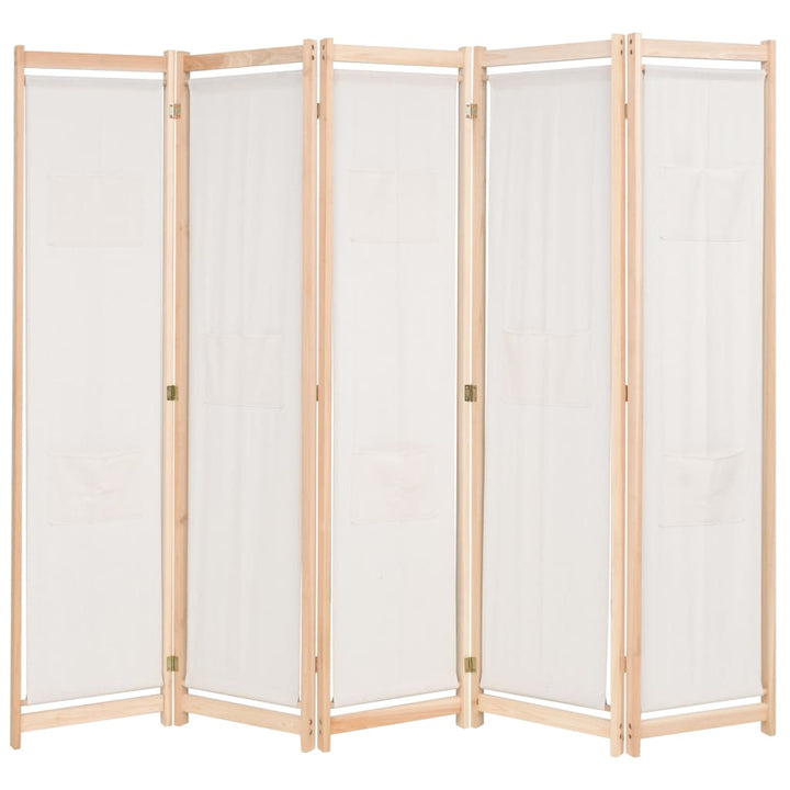 5-panels rumdeler 200 x 170 x 4 cm stof cremefarvet