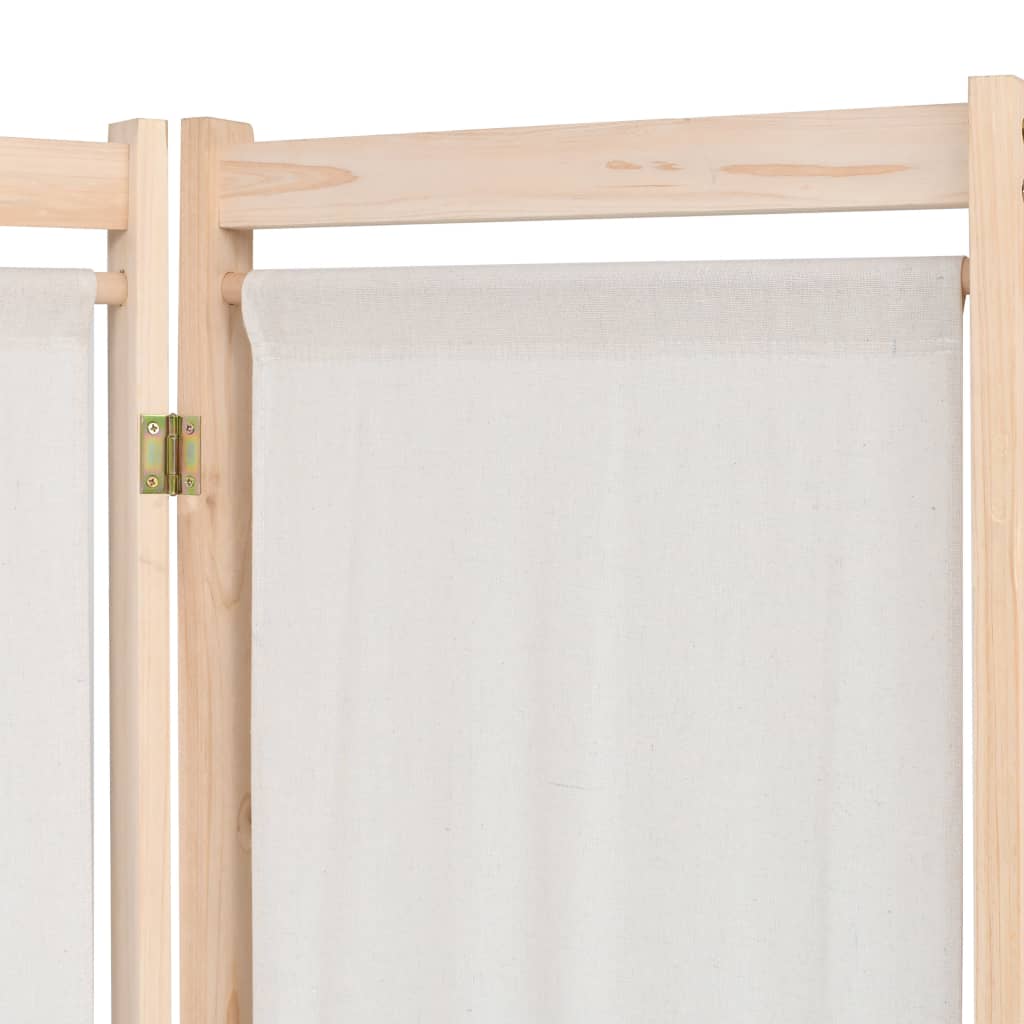 5-panels rumdeler 200 x 170 x 4 cm stof cremefarvet