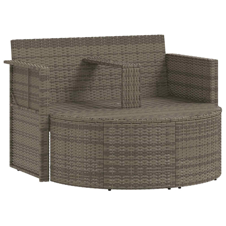 2-personers havesofa med hynder og parsol polyrattan grå