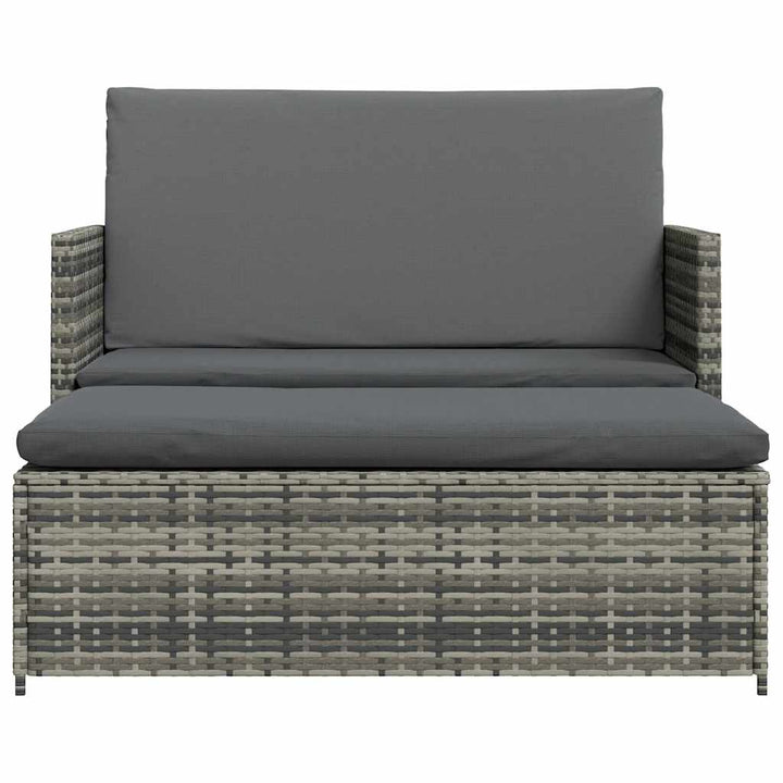 haveloungesæt 2 dele med hynder polyrattan grå