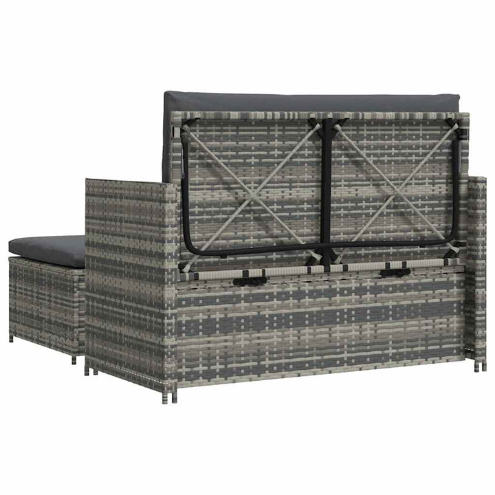 haveloungesæt 2 dele med hynder polyrattan grå